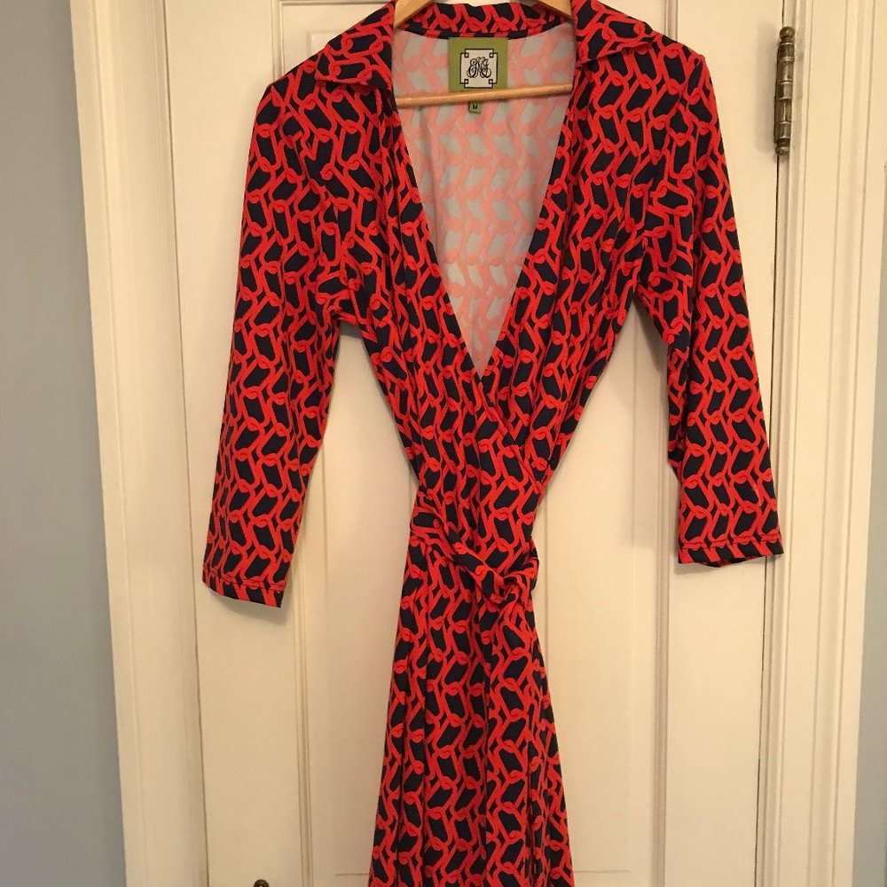 Elizabeth McKay Red Wrap Dress Size M
